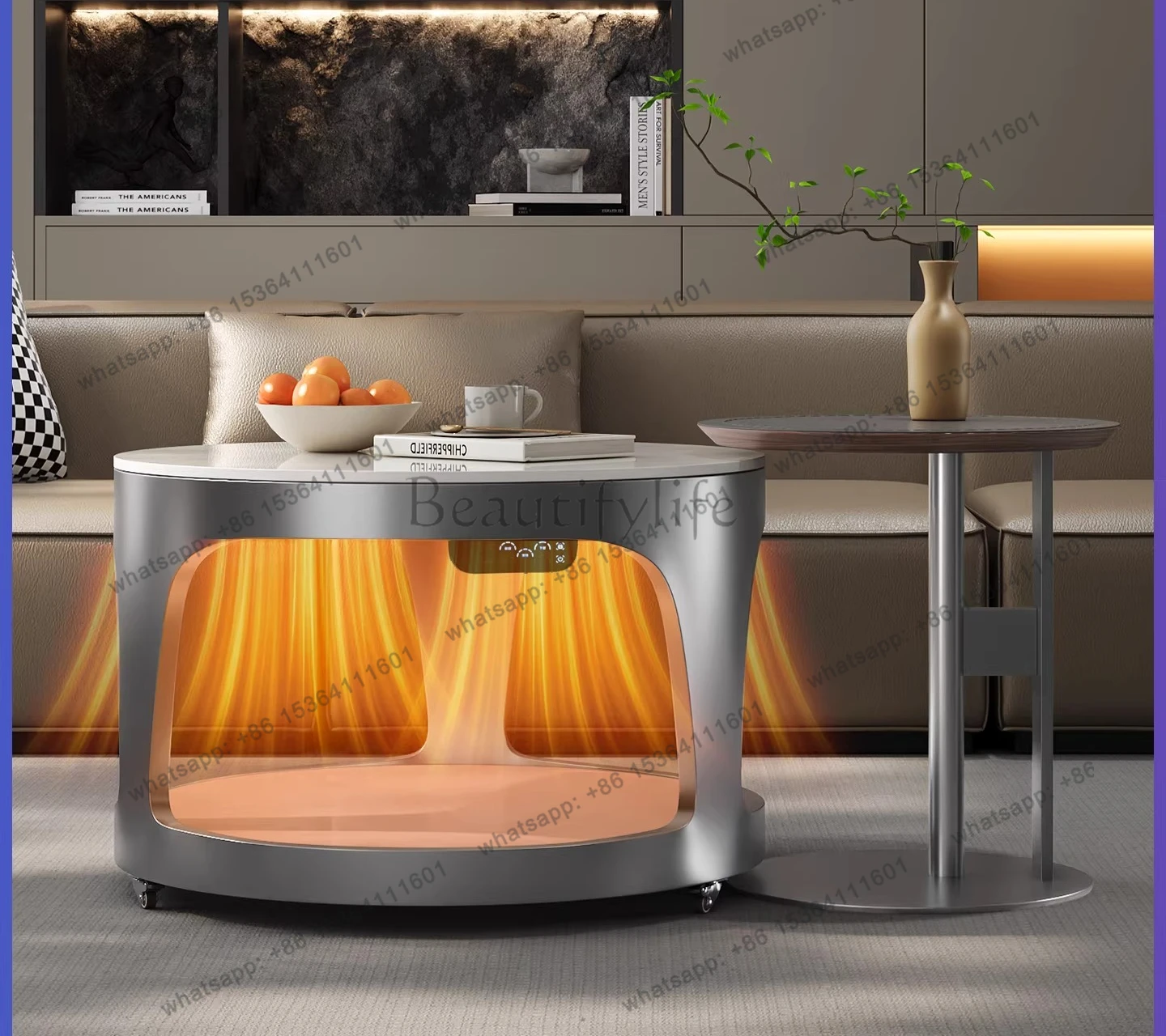 2025 new electric heating table round tea table multi-functional electric baking table