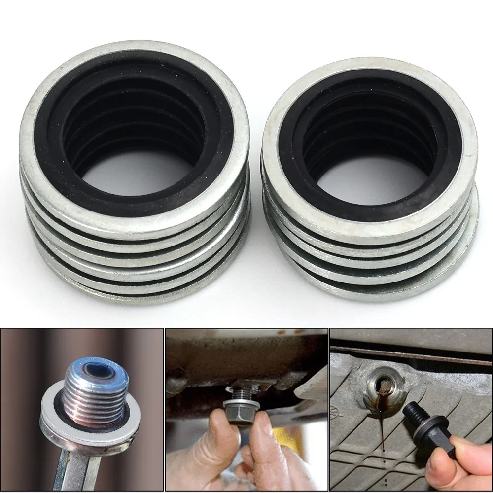 Car Oil Drain Plug Sealing Gasket Universal M8-M20 Galvanized Nitrile Rubber Washer for Car Engine Systems Leakage Protection