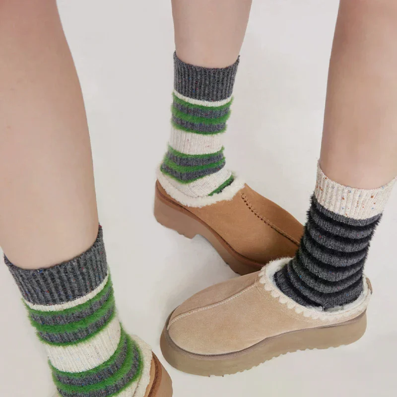 

Korean Style Fair Isle Socks Autumn And Winter Pile Socks Knitted Warm Women