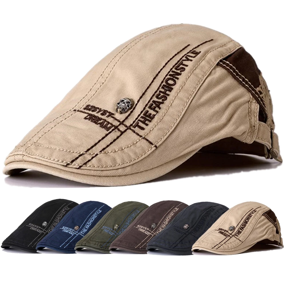 Hot Sale Summer Outdoor Flat Hat Sports Cotton Beret Cap Casual Peaked Skull Design Cap For Men And Women