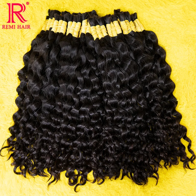 Loose Deep Indian Hair 100% Real Remy Hair Bulks Unprocessed No Weft Curly Human Hair Extensions Weaving Hair for Women Braiding