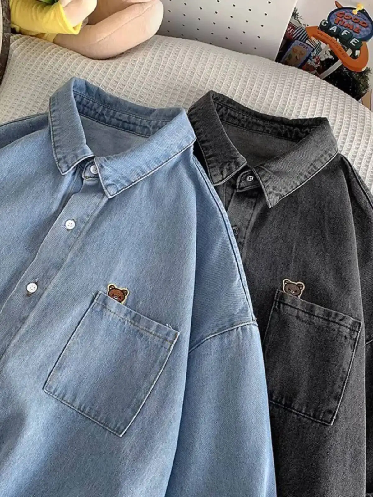 Man Cropped Denim Jackets Lapel Button Down Trucker Jean Jacket Summer Short Sleeve Casual Coat