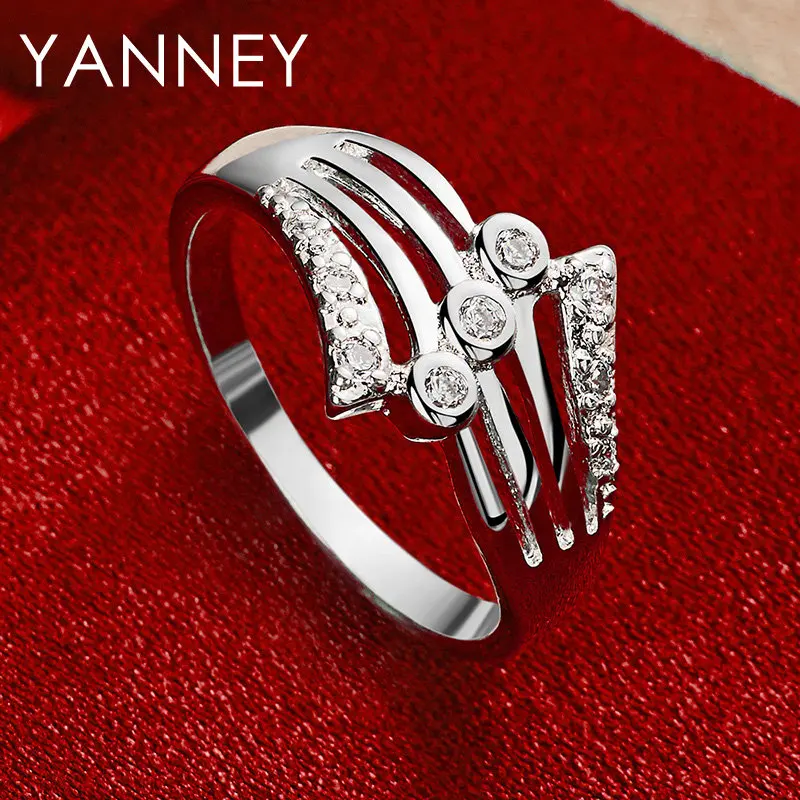 

Fashion 8# 925 Sterling Silver Rings Charm Fine Zircon Rings Women Jewelry Wedding Engagement Accessories Gifts