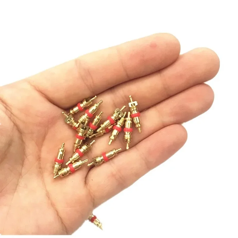 50Pcs Car Valve Core Repair Tool with Brass Replacement Presta Caps Covers Car Bike Bicycle Motorcycle Tire Repair Accessories