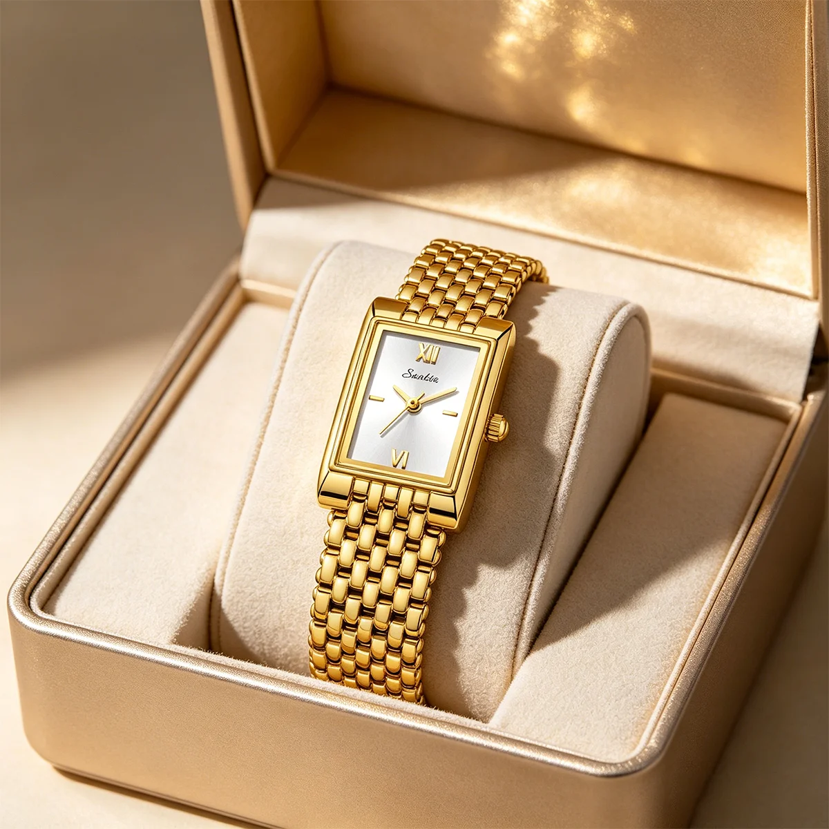 SUNKTA New Gold Quartz Watches For Women Fashion Stainless Steel Waterproof Women's Bracelet Watch Sport Square Montre Femme
