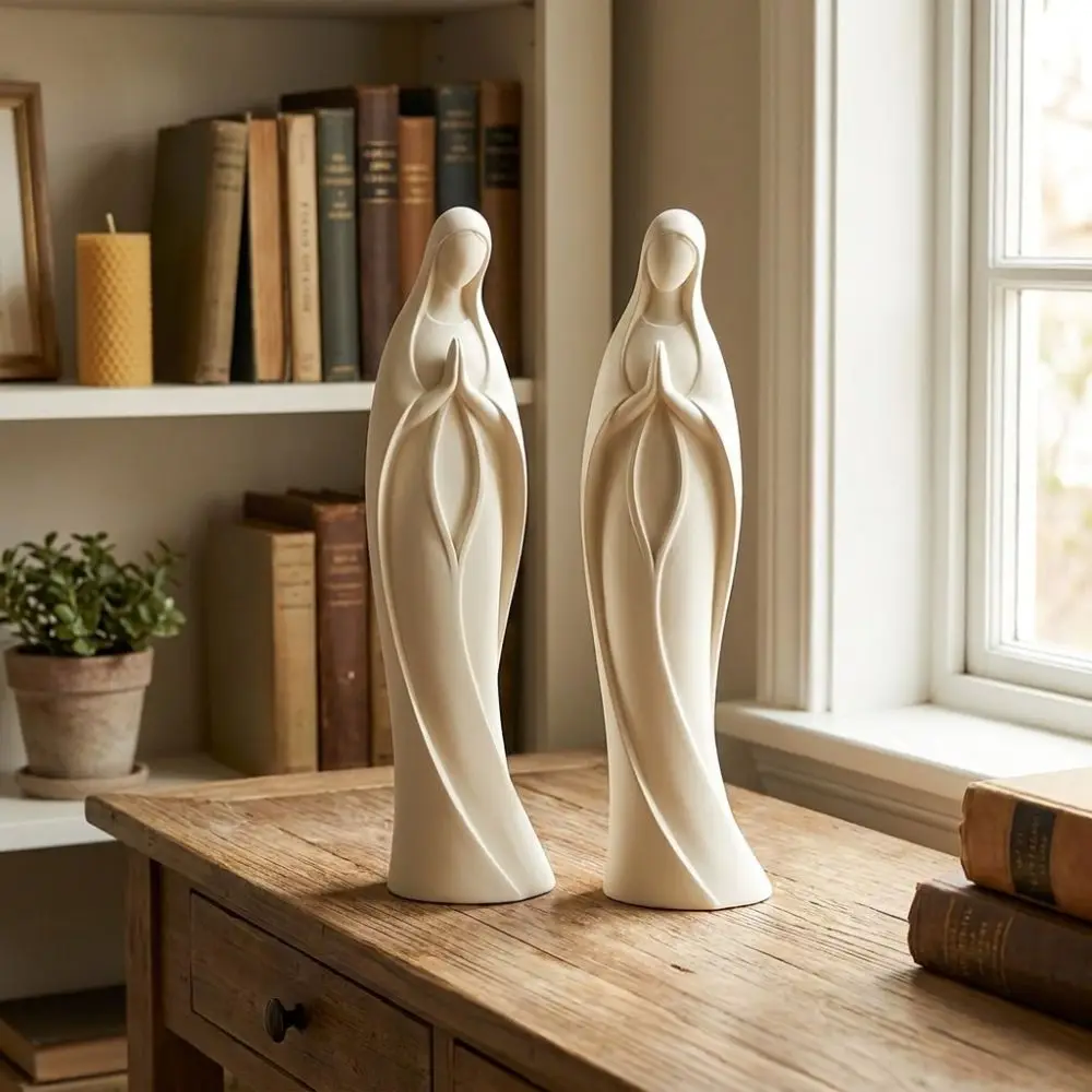 3D Printed Praying Virgin Mary Statue Minimalist Plastic Blessed Mother Ornament Scratch Resistant Catholic