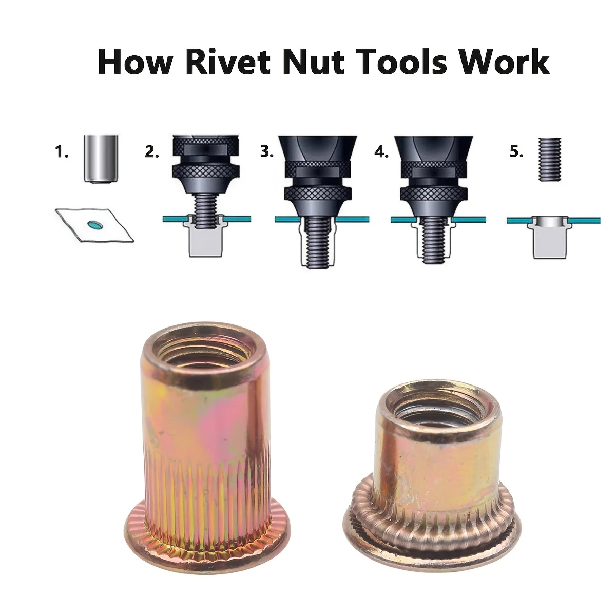 410pcs Rivet Nut and Hand Tool Set, M3-M12 Metric Rivet Nuts, Manual Riveter Kit for Furniture, Automotive, Marine, DIY