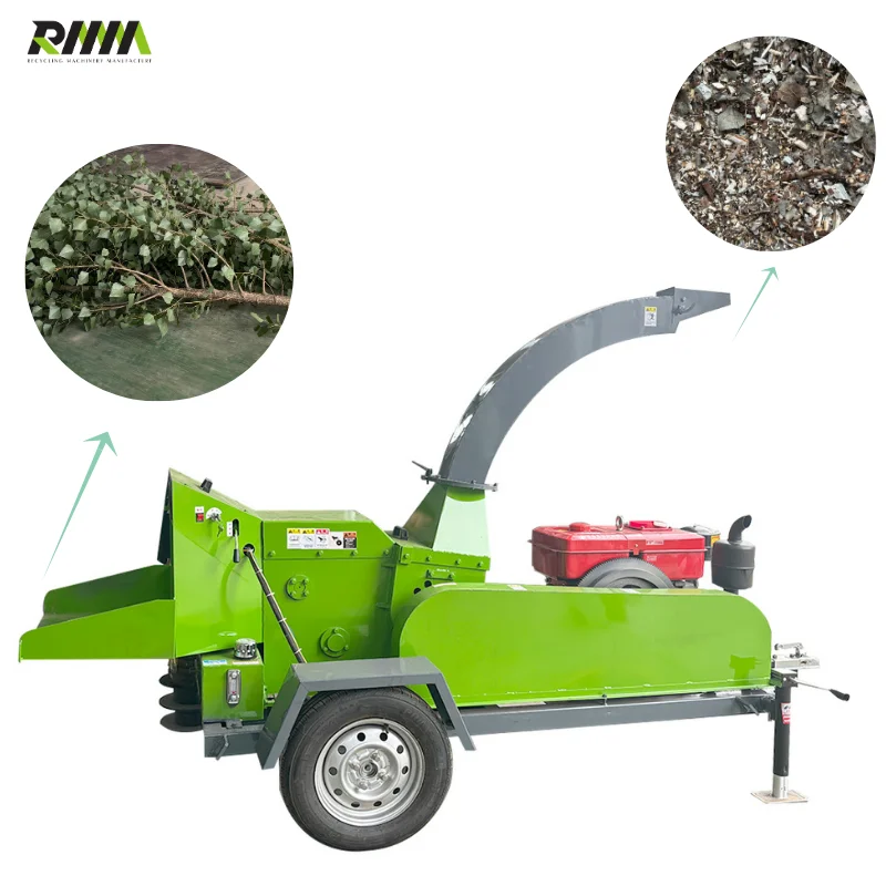 Highly Automated Large Mobile Branch Crusher Wood Grinder with Tires Wood Chipper Agricultural Crusher