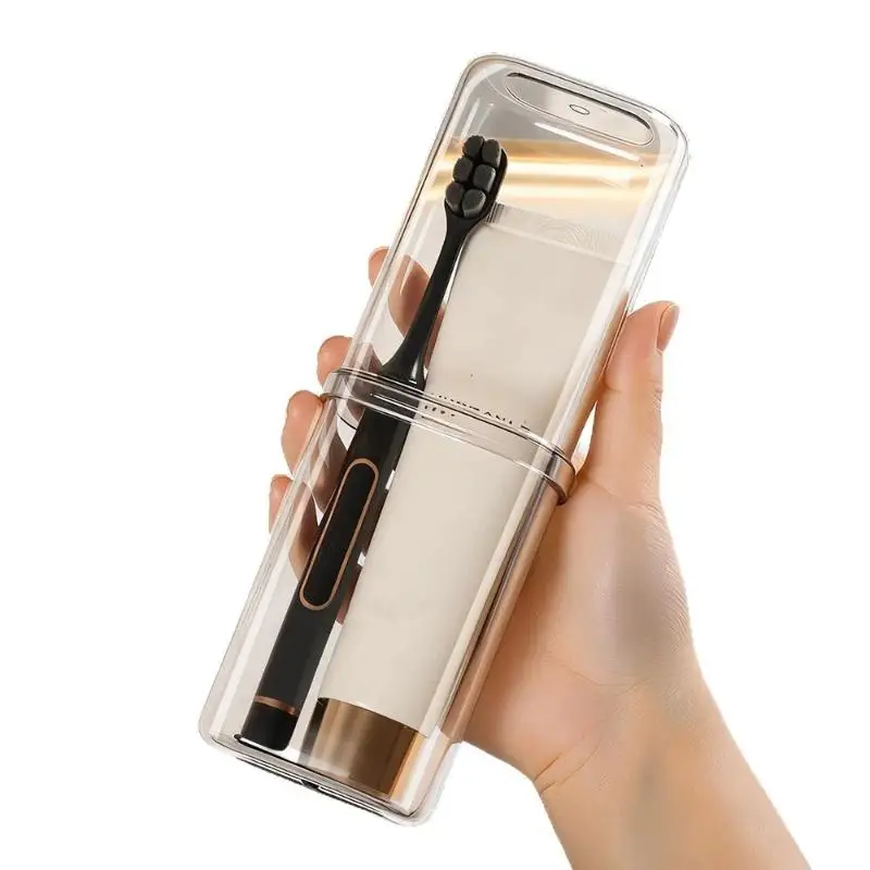 2 In 1 Large Capacity Clear Travel Toothbrush Holder Case Portable Thickened for Short Trip Camping Use