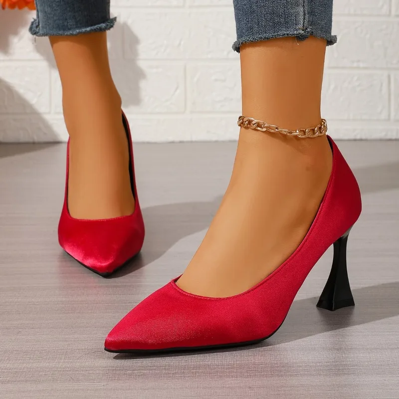 

New 2025 French European and American Shallow High Heels Sexy Women's Outward Wear Single Shoes