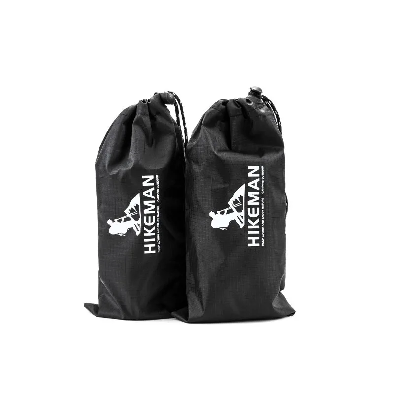 

2pcs Multifunctional Tent Stake & Wind Rope Storage Bag With Drawstring - 210T Polyester Accessory Pouch For Camping Accessories