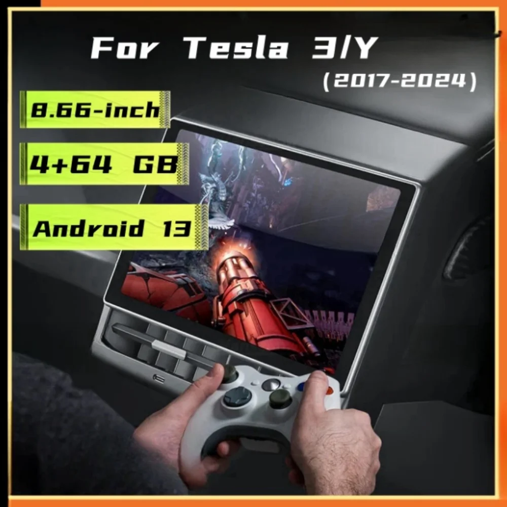 8.66 inch Rear Display for Tesla Model 3/Y Monitor Android 8Core 4+64G Rear Seat Climate Control with Seat Heating Car