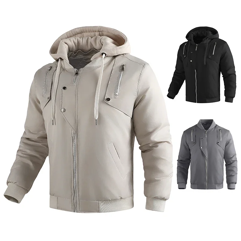 Thickened Cotton Parkas for Men Thick Warm Jacket Mens Retro Pilot Jacket Coat Casual Baseball Jackets Detachable Hooded Clothes