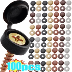 100PC Plastic Screw Cap Cover Phillips Screw Nuts Fold Snap Protective Cap Button for Car Furniture Decorative Nut Bolt Hardware