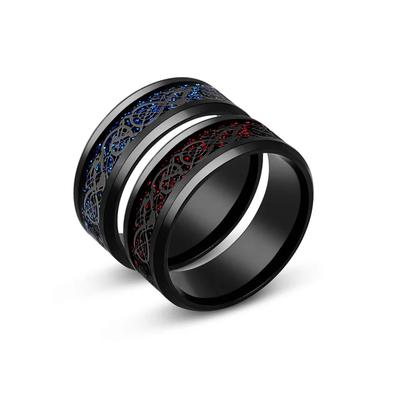 8mm Stainless Steel Domineering Dragon Pattern Rings For Men Black Male Ring Finger Fashion Jewelry Wholesale Anillo Hombre