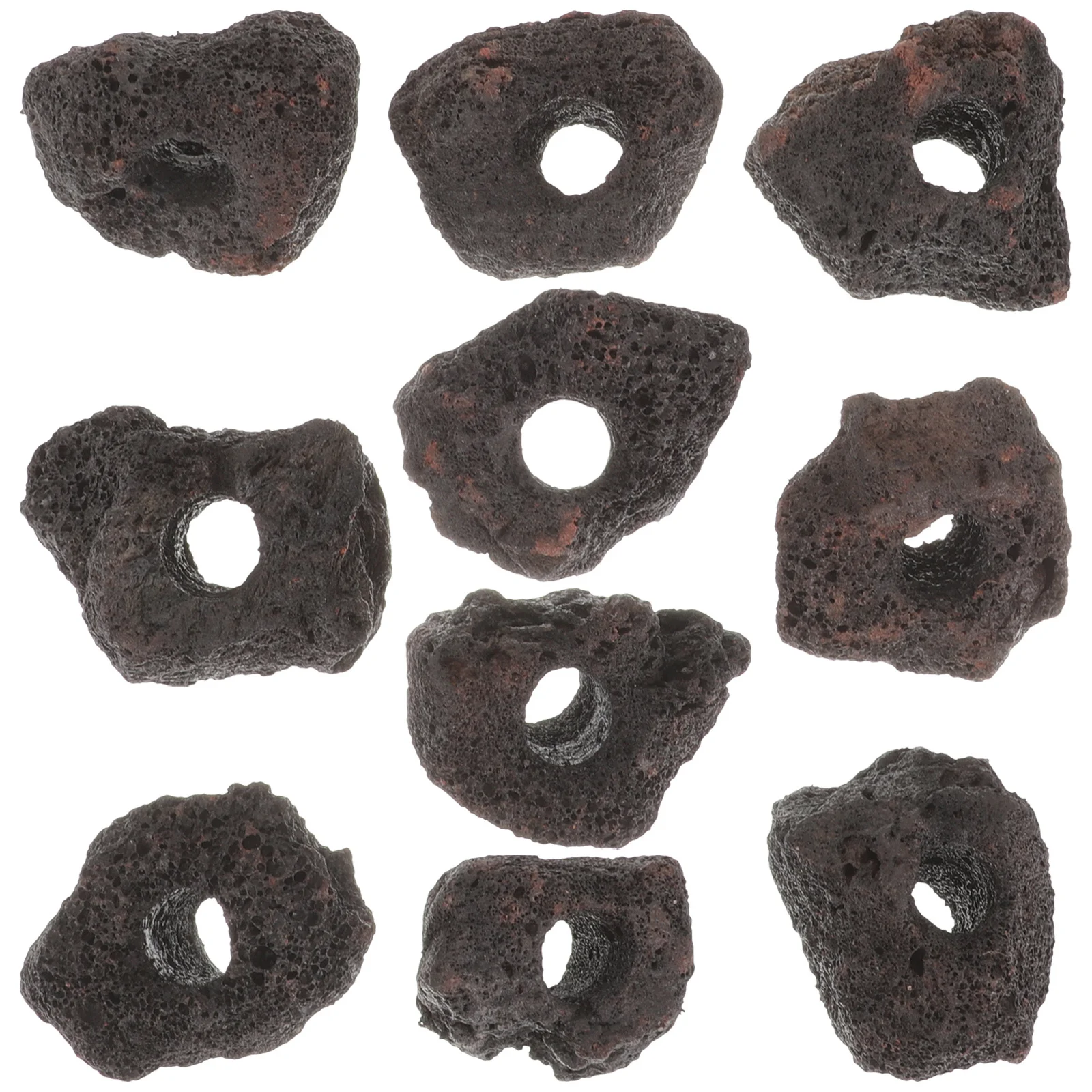 

10Pcs Aquatic Plant Fixed Volcanic Rocks Fish Tank Planting Tool with Holes for Small Fish Shelter Aquarium Habitat Decoration