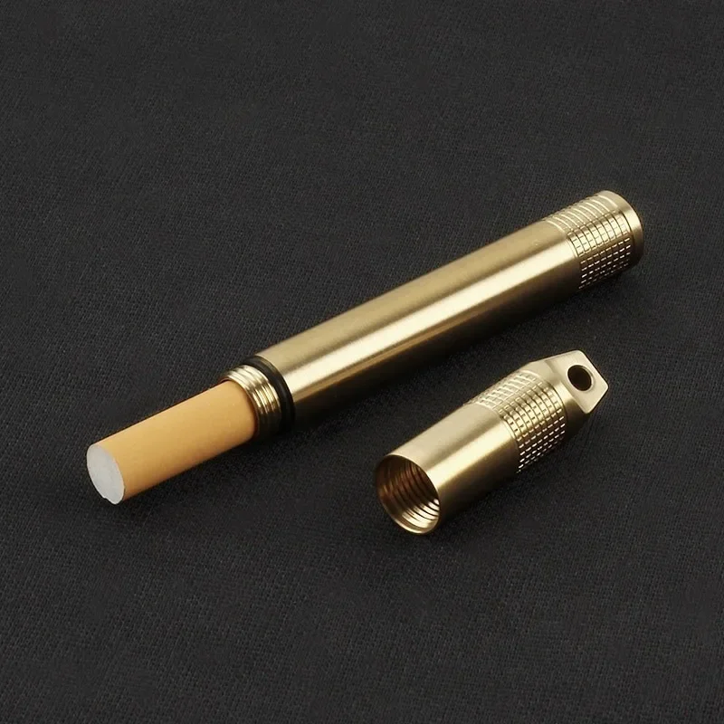 2Pcs Waterproof Brass Seal Bottles Canister Keychain Medicine Toothpick Container for Outdoor Camping Survival Gear Hiking