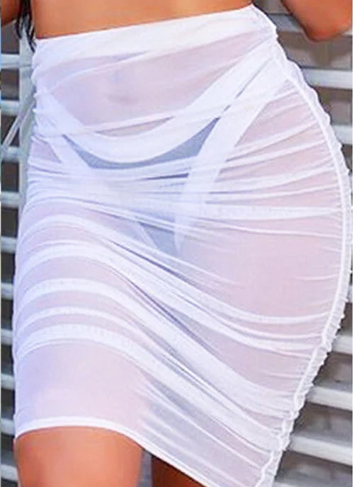 Mulheres cobrir saia cor sólida malha pura cintura alta roupa de banho saia sexy curto mini magro bikini capa inferior S-XL