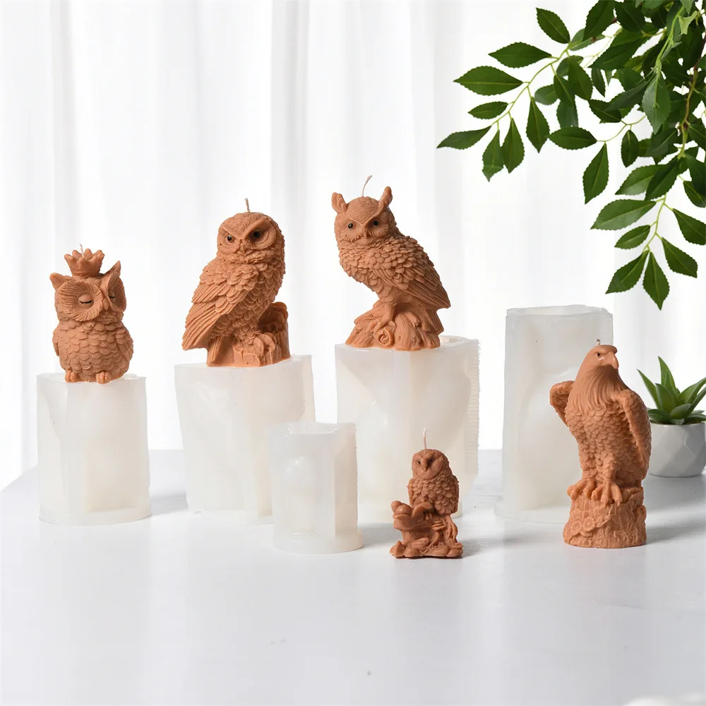 

DIY Сова Свеча Силиконовая Форма 3D Животное Ночной Хоук Смола Гипсовая Статуя Форма Мыло Свеча Изготовление Формы Домашнее Украшение