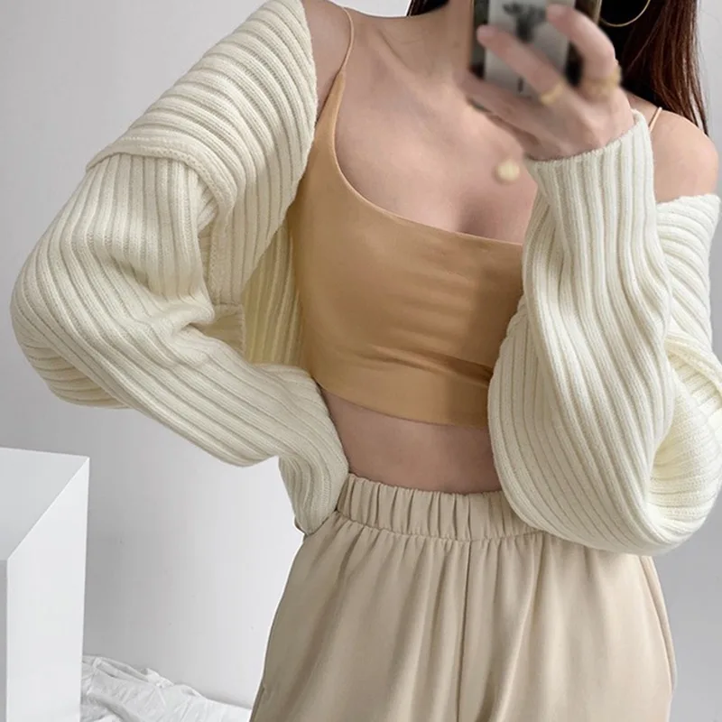 Autumn Winter Women Solid Color Cardigan Casual Loose Knitted Outerwear Female Elegant Long Sleeve Knitwear Lady Chic Streetwear