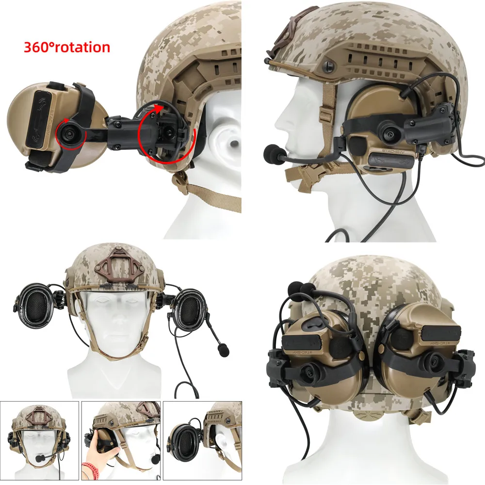 TAC-SKY New ARC Helmet Rail Adapter COMTA III Tactical Headset With PTT Adapter U94 Ptt & Tactical Headset Replacement Headband