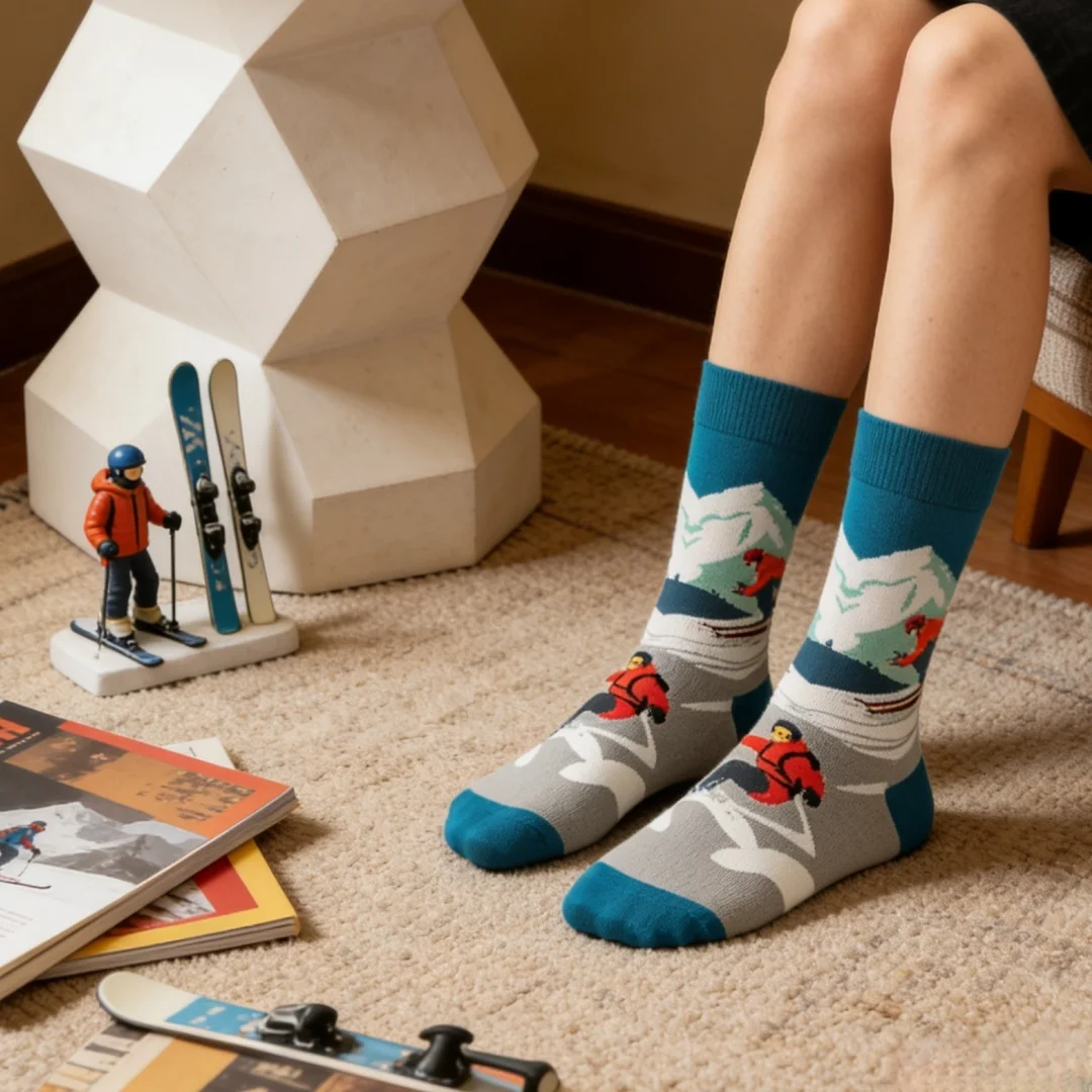 

1 пара носков средней длины в лыжном стиле, модные и стильные, подходят для унисекс.