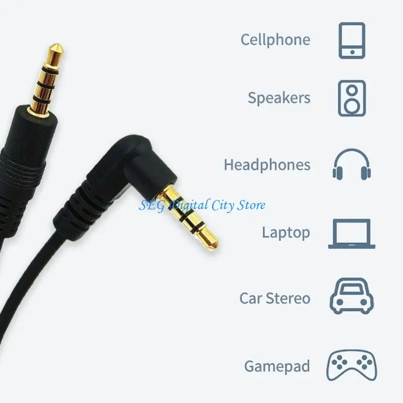 U75B 2Pcs 3.5mm TRRS Acoustic Cable 1 Meter Male to Male Connectors Design Enhances Durability for Phone Computer Speaker view 2