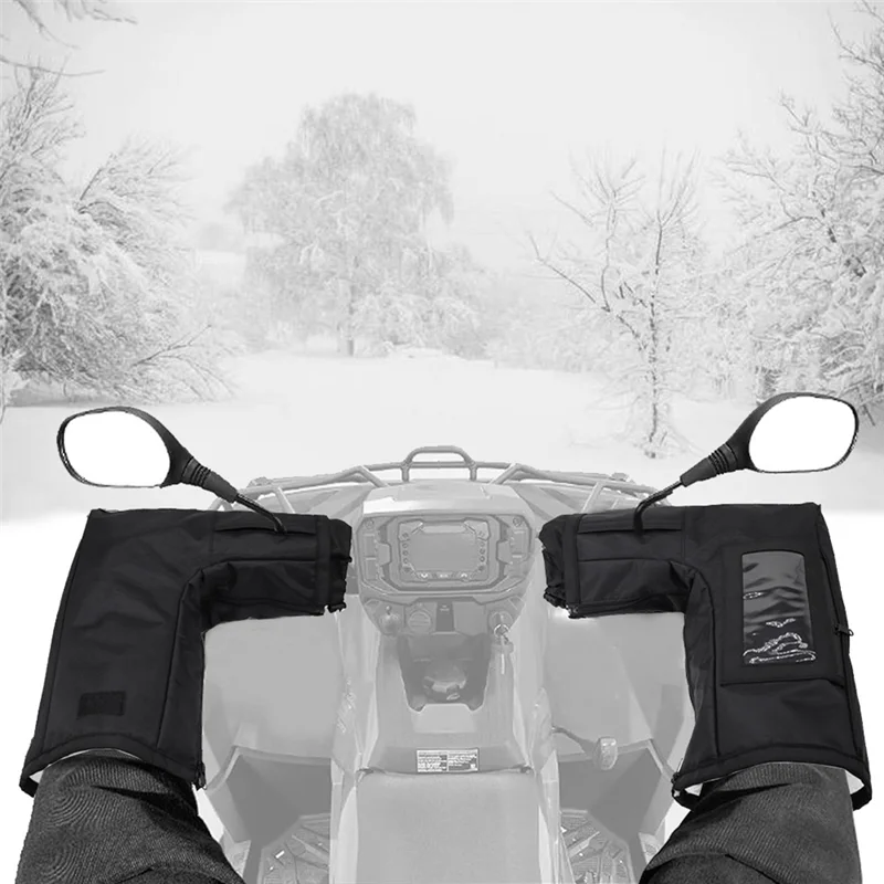 

2 Piece ATV Gloves Waterproof, Front Wind-Breaking Guard Motorcycle Gloves Black Cotton+Cloth For Sportsman Scrambler