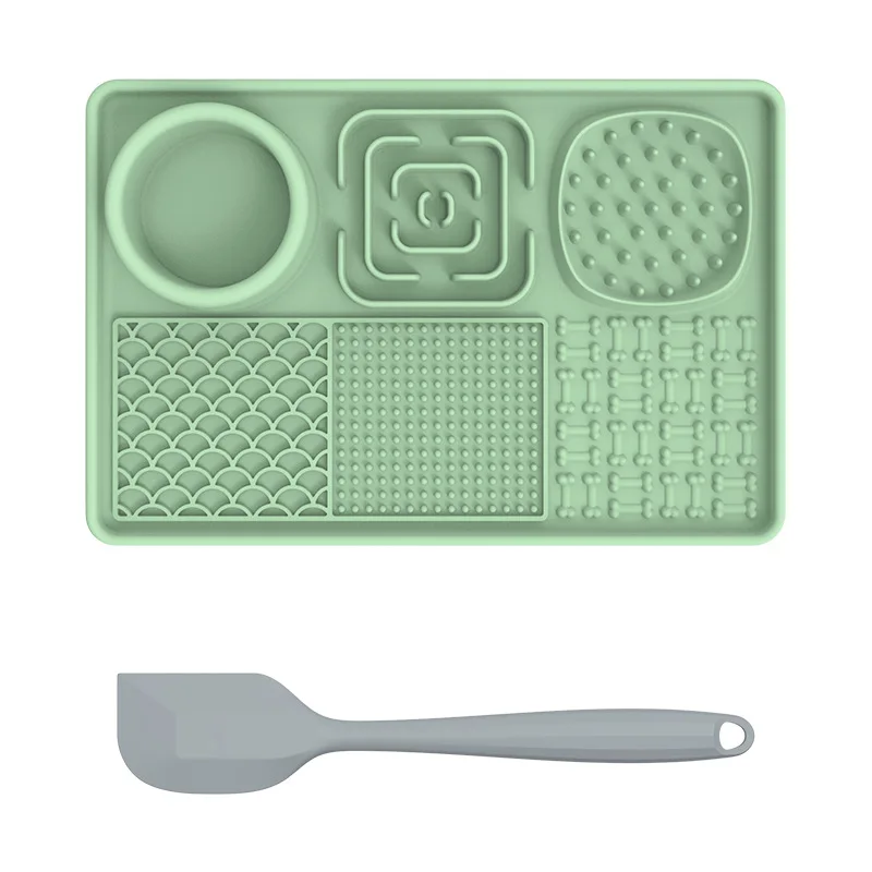 

6-in-1 Dog Licking Pad with Suction Cups for Food and Water Slow Feeder Licking Mat for Dog Silicone Feeding Mat Dogs Stuff