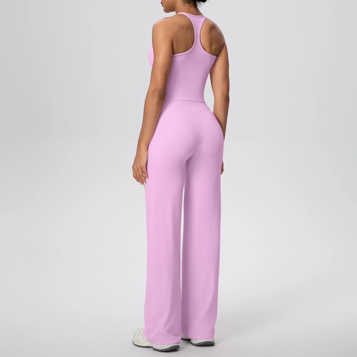 2Pieces/set Sports Fitness Clothing Yoga Set Woman Backless Shock-absorbing Running I-shaped Vest Thin Wide Leg Pants Yoga Set image 5