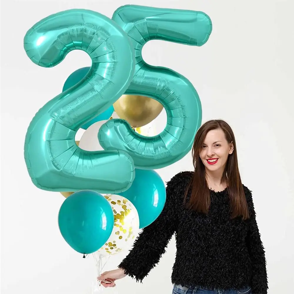 40Inch Giant Turquoise Blue Number Balloons Diy Baby Shower Birthday Party Decorations Supplies Photo Props Helium Balloon