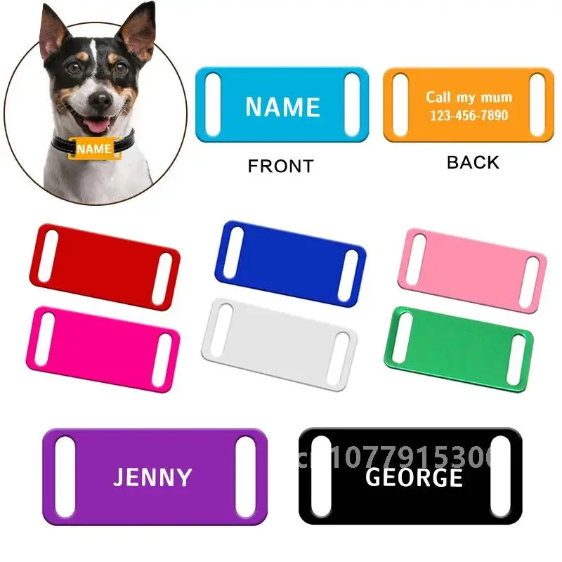 2pcs/Lot Square Anti-Lost Dog Tag Metal Key Tag Laser Engraved Dog Name ID Tag Keychain Necklace Personalized Pet Supplies