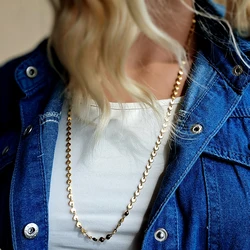 70CM Gold Color Stainless Steel Long Necklace for Women Fashion Tarnish Free Round Shape Sweater Chain Necklace Fashion Jewelry