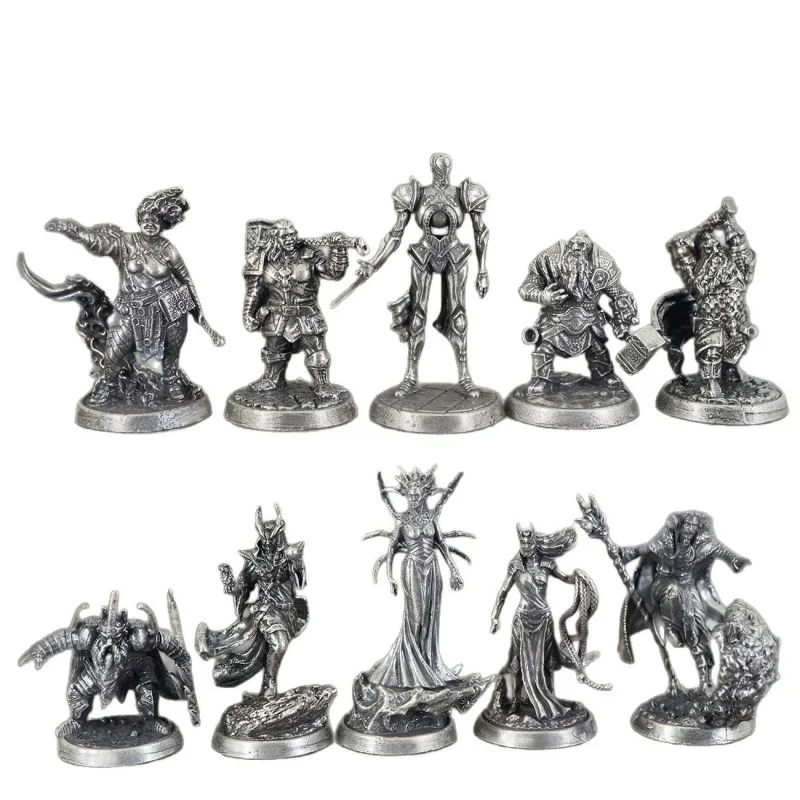 White Copper Mini Soldier Figures War Chess Model Tabletop Game Pieces Vintage Army Legion Desktop Decor Ornament view 4