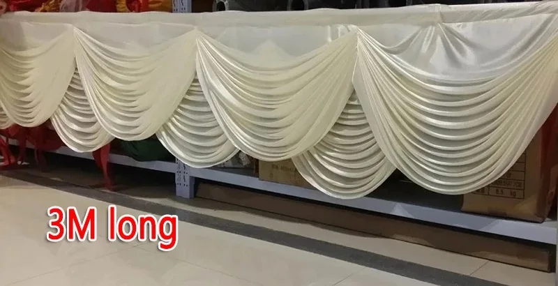 

10FT/20FT Long Soft Ice Silk Swag Stage Drapery Background Curtains Decoration Wedding Party Backdrop Curtain Event Party Swags