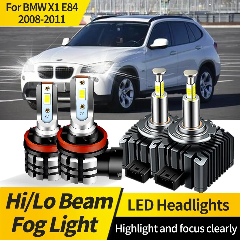 

2PCS For BMW X1 E84 2008-2011 HID Xenon Bulbs Replacement D1S H11 LED Headlight Canbus 6000K White LED Hi/Lo Beam Fog Lights