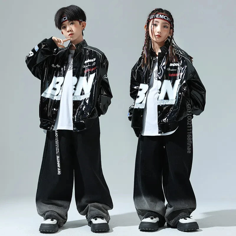 Ensemble de danse de rue pour enfants, veste de marque tendance pour enfants, défilé de mode personnalisé pour filles, robe de spectacle Hip Hop pour garçons