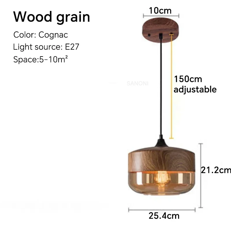 Nordic Led Glas Hanglampen Armaturen Moderne Creatieve Houten Kunst Slaapkamer Eetkamer Woonkamer Licht Hout Kleur Hanglampen