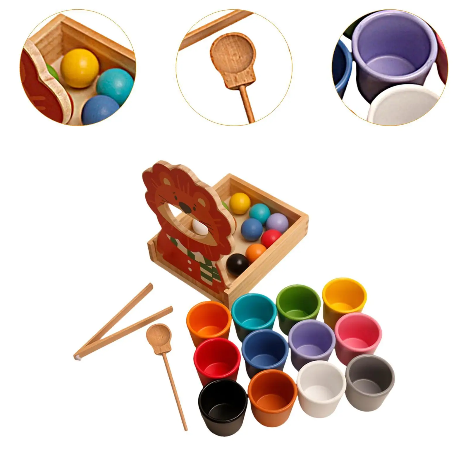 Rainbow Balls in Cups Rainbow Colored Sorting Ball in Cup,Preschool Learning