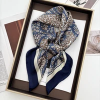 Luxury Design 70cm Satin Square Print Scarf Women Scarves Bandana Hijab Neckerchief Shawl Kerchief Hair Band Foulard Lady