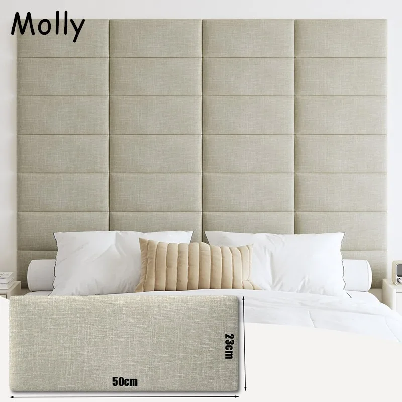 Upholstered Wall Mounted Headboard 3D Soundproof Self Adhesive Wall PanelsPeel and Stick Anti-collosion Wall Pad Home Decoration