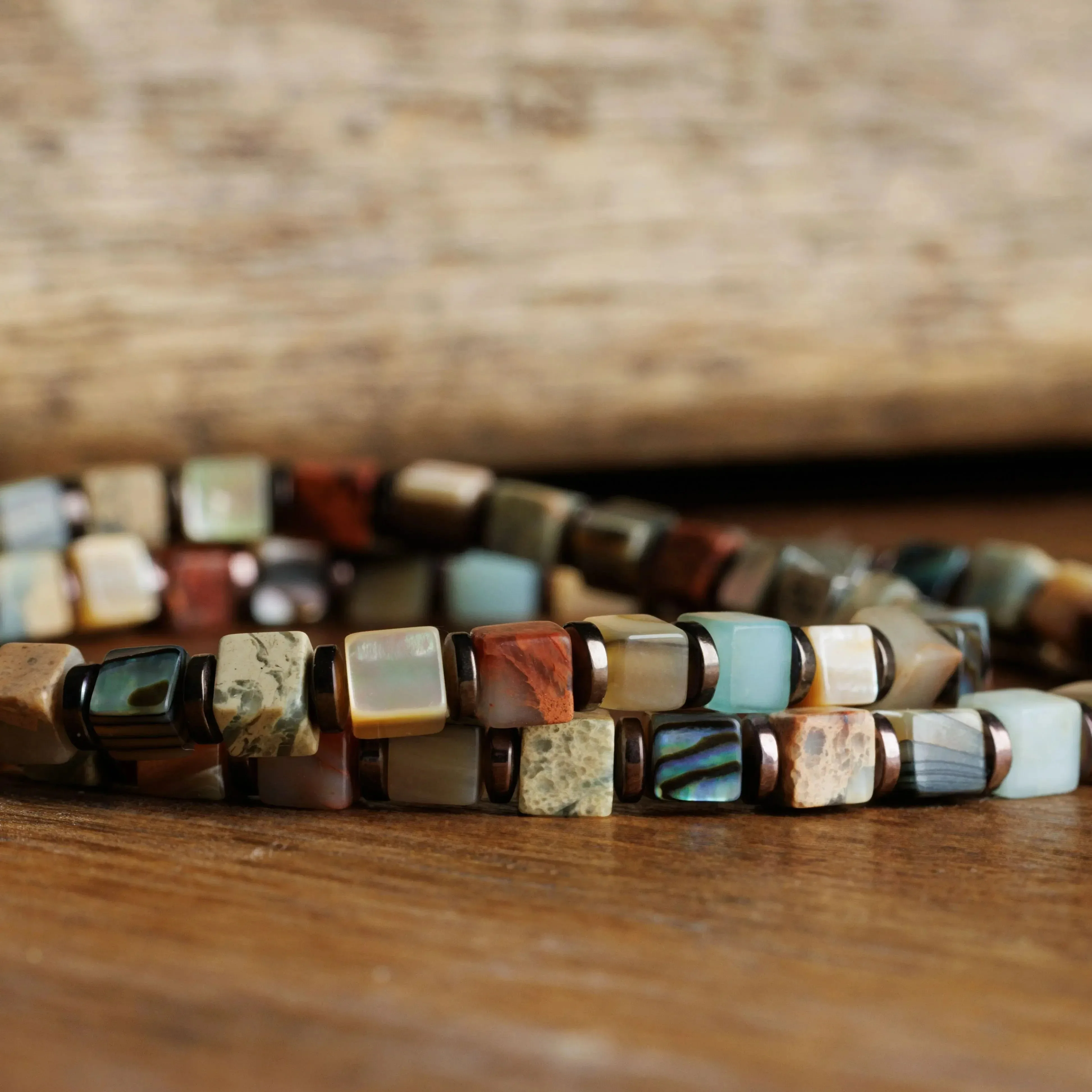 Imperial Jasper Hematite Bracelet Handcrafted Nature Stone Vintage Bracelet for Men Women Husband Gift 4mm Bangle