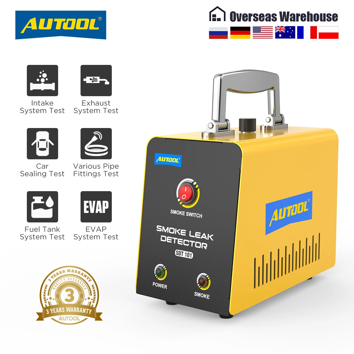 AUTOOL SDT101 Evap Smoke Machine Car Leak Detector Tester Diagnostic Tools Support Intake System/Exhaust System/Car Sealing test