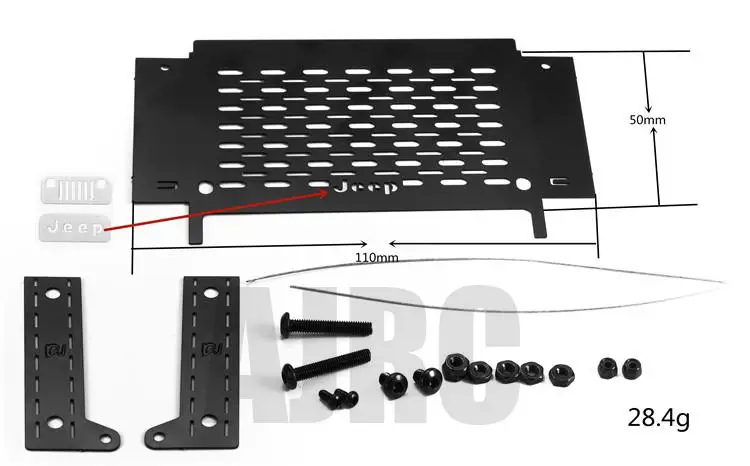 Cassetta degli attrezzi in metallo pannello pieghevole protezione in rete per finestra per 1/10 AXIAL SCX10 III Wrangler JEEP AXI03003 Crawler Cars