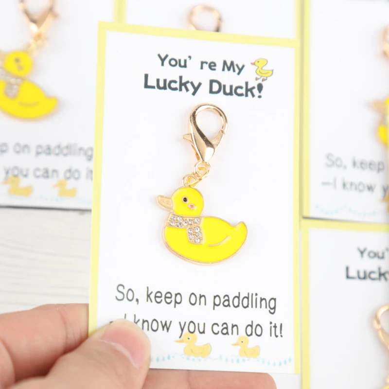 Lot de 1/3/8 porte-clés 2D mignons en forme de canard avec carte « You are my lucky duck », idéal pour les cadeaux de soutien et d'encouragement
