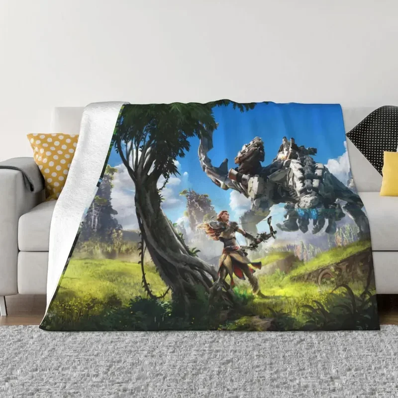 Horizon Zero Dawn Adventure Knitted Blanket Aloy Game Flannel Throw Blanket Autumn/Winter Personalised Soft Warm Bedspread