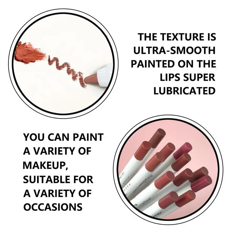 قلم تحديد الشفاه 12 ألوان عارية ماتي قلم أحمر الشفاه طويلة الأمد مقاوم للماء قلم الشفاه عالية المصطبغة الشفاه بطانة الشفاه ماكياج أداة