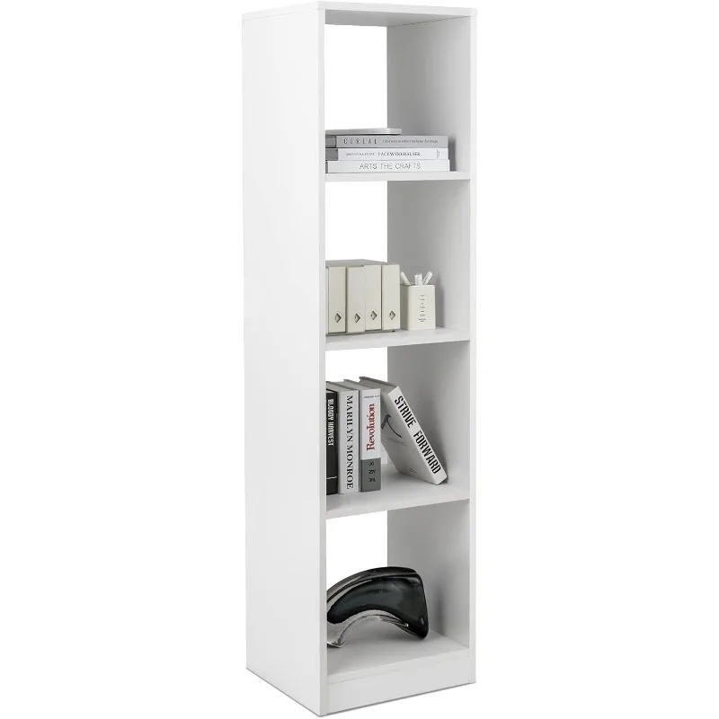

56" Tall 4 Cube Bookshelf, 15" Wide 5 Tier Narrow Open Display Bookshelf With 4 Stabilizing Anchors, Wooden Cube, Customized
