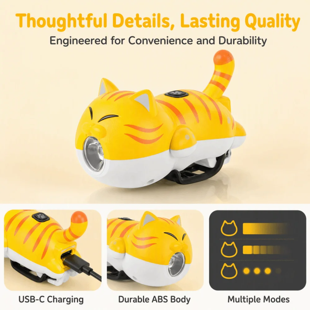USB Rechargeable Bicycle Headlight Waterproof Super Bright LED Flashlight Bright LED Cartoon Cat Shape Bicycle Front Lamp