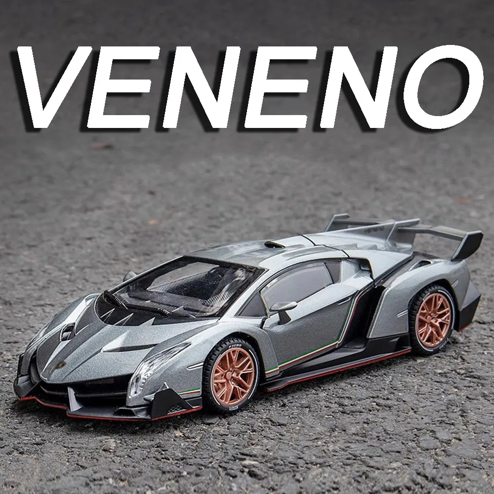 1:22 Lambor Veneno Miniature Supercar Model Toys Alloy Diecast Sports Cars with Sound Light Opened Pull Back Gifts for Kids